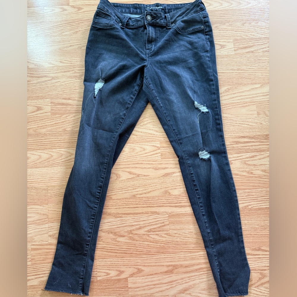 Maurices Black Distressed Skinny Jeans